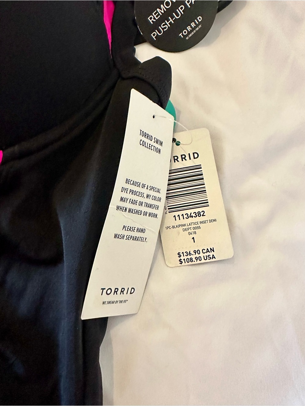 NWT Torrid Black One-Piece Swimsuit with Hot Pink Accents - Picture 6 of 16